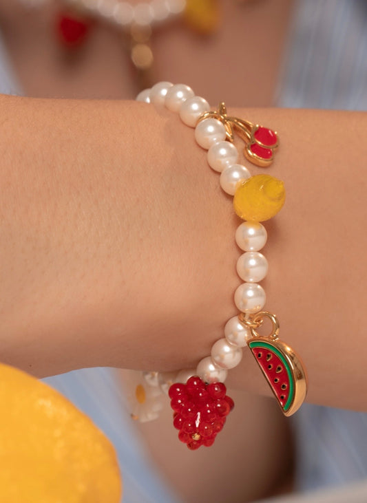 Pulsera Broche Frutas + Aretes