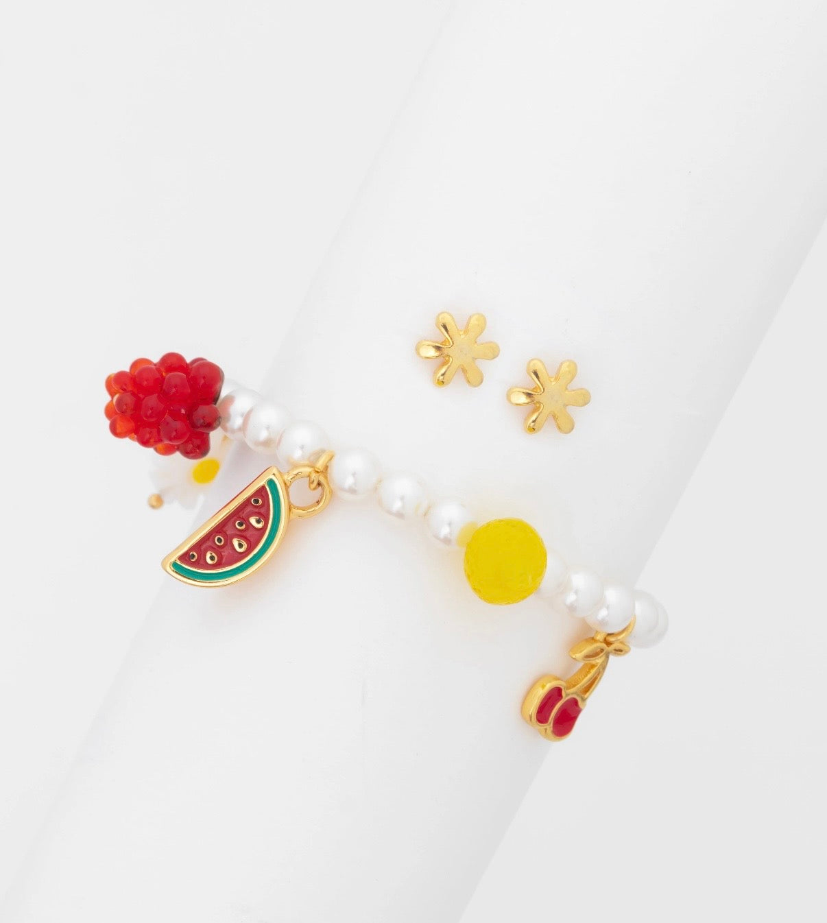 Pulsera Broche Frutas + Aretes