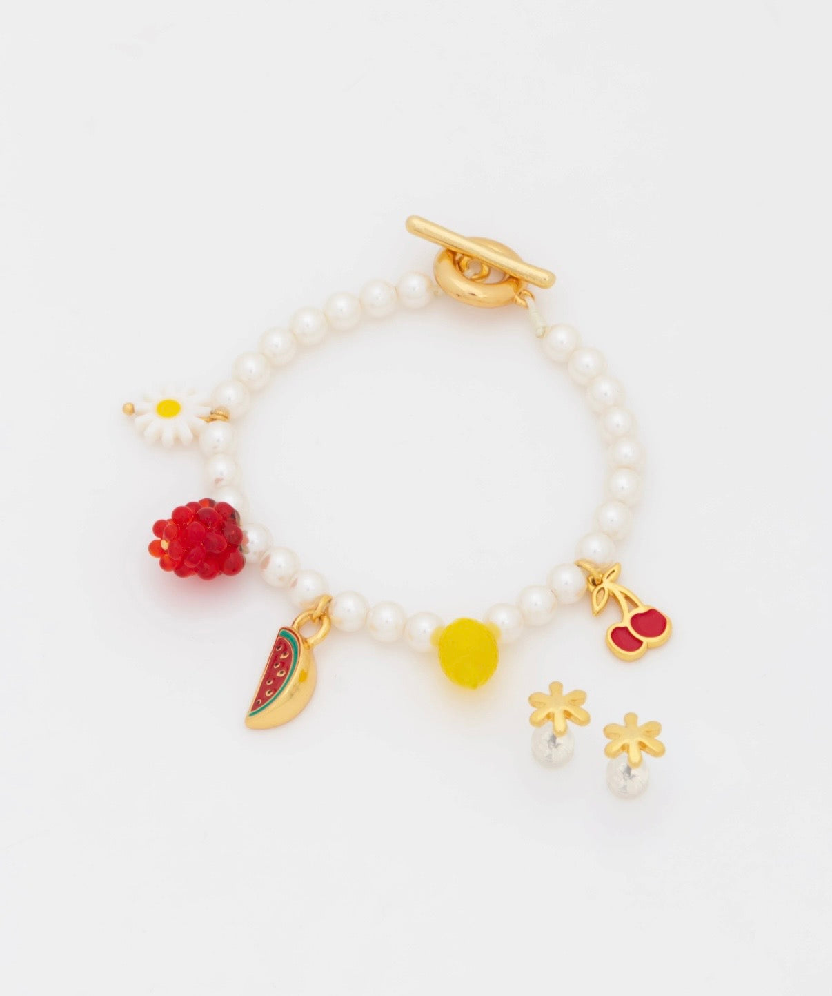 Pulsera Broche Frutas + Aretes