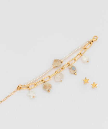 Pulsera 2 en 1 Caracoles + Aretes